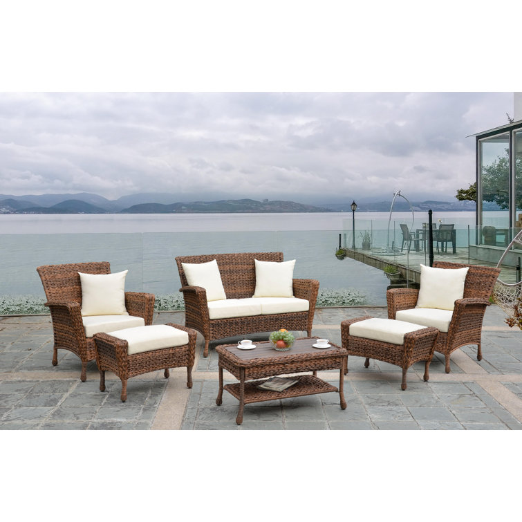 One Allium Way® Ophélie Wicker/Rattan 4 Person Seating Group with